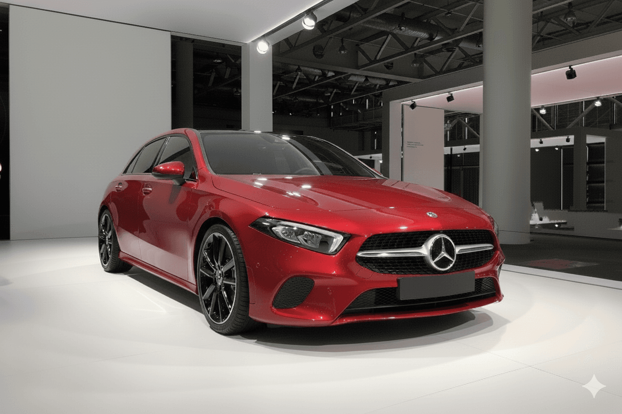 Coche familiar rojo de alta gama, simbolizando la calidad del Taller Mecánico E.J. TAMARIT en Valencia